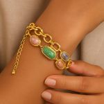 14K Altın Kaplama Taşlı Bileklik resmi