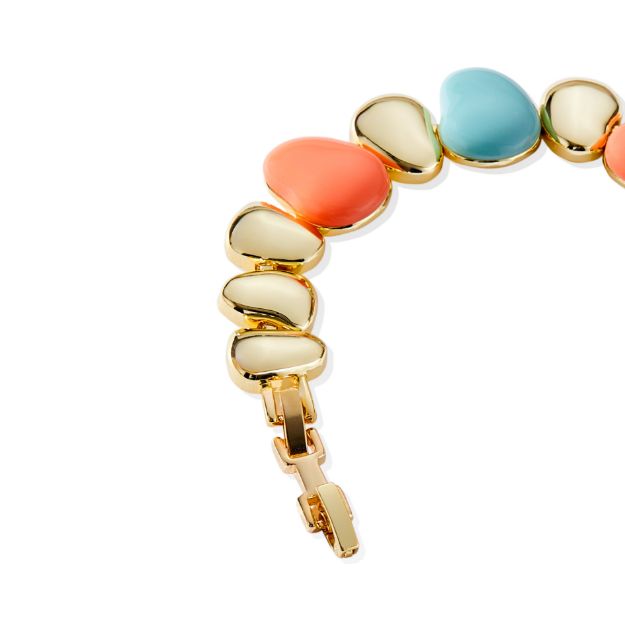 Mesmera 14K Altın Kaplama Sıralı Taşlı Renkli Bileklik resmi