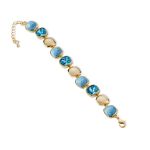 Mesmera  14K Altın Kaplama Mavi Renk Sıralı Taşlı Bileklik resmi