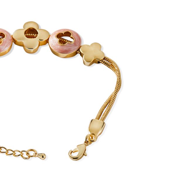 Mesmera 14K Altın Kaplama Yonca Sedenli Bileklik resmi