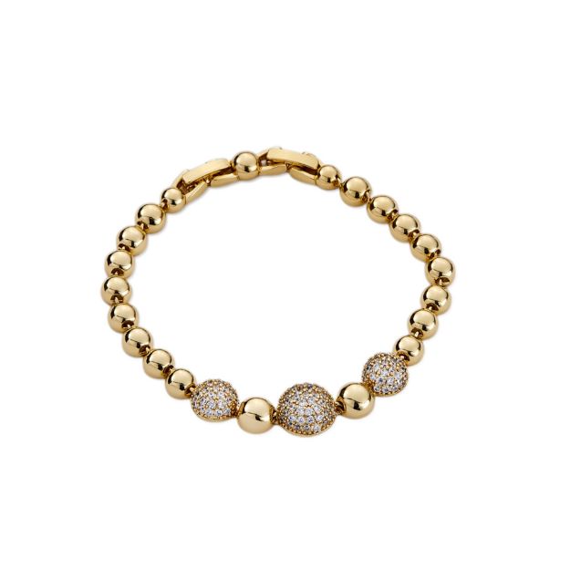 Mesmera 14K Altın Kaplama Taşlı Top Zincir Bileklik resmi