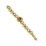 Mesmera 14K Altın Kaplama Halka Desenli Taşlı Bileklik resmi