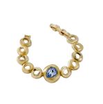 Mesmera 14K Altın Kaplama Halka Desenli Mavi Taşlı Bileklik resmi