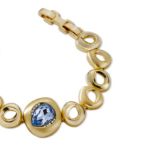Mesmera 14K Altın Kaplama Halka Desenli Mavi Taşlı Bileklik resmi