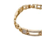 Mesmera 14K Altın Kaplama Dikdörtgen Taşlı Zincir Bileklik resmi