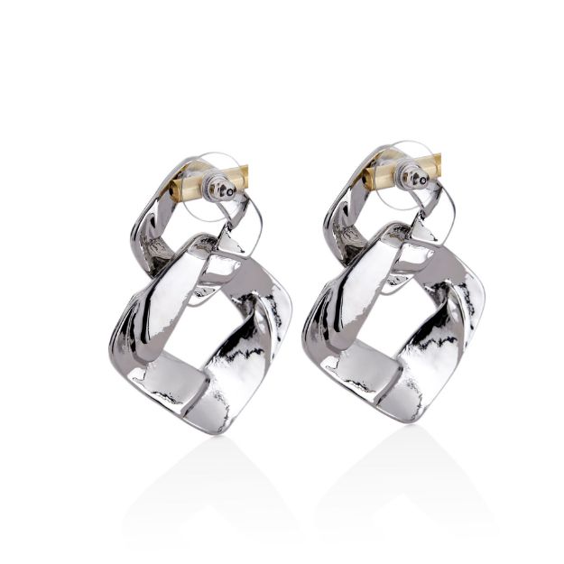 Mesmera Gümüş Kaplama Kare Halka Küpe resmi