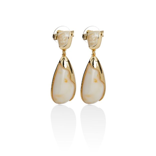 Mesmera 14K Altın kaplama Sedefli Küpe resmi