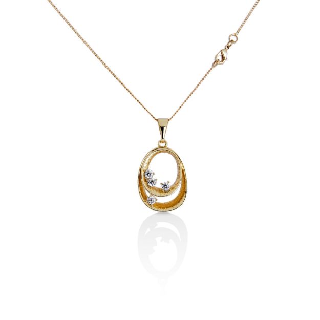 Mesmera 14K Altın Kaplama Çift Damla Kolye resmi