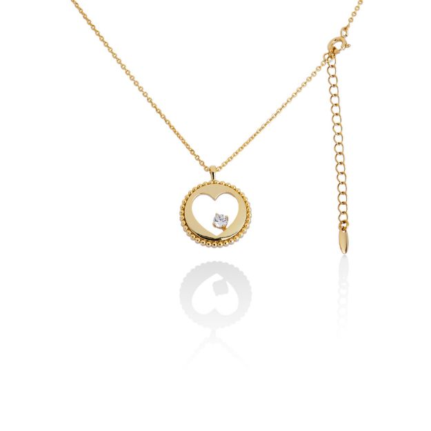 Mesmera 14K Altın Kaplama Kalpli Halka Kolye resmi