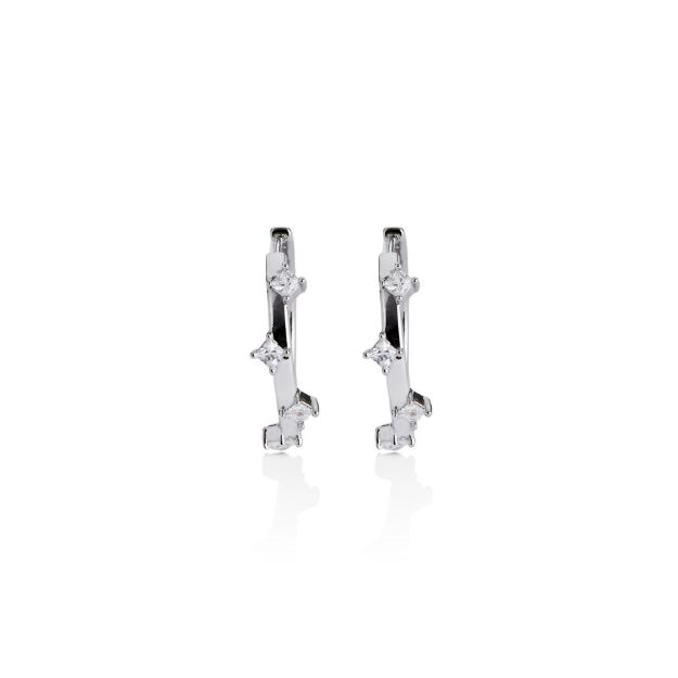 Mesmera Gümüş Kaplama Halka Küpe Taşlı resmi