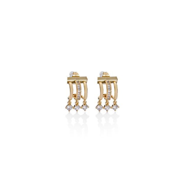 Mesmera 14K 3'lü Taşlı  Küpe resmi