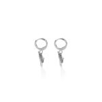 Mesmera Taşlı  Melekli Küpe Gümüş Kaplama resmi